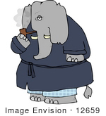 #12659 Elephant In A Robe Smoking A Tobacco Pipe Clipart
