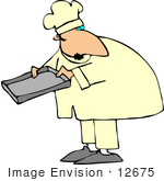 #12675 Middle Aged Male Caucasian Chef Holding A Pan Clipart