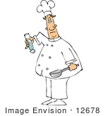 #12678 Chef Holding A Salt Shaker And Ladle Clipart
