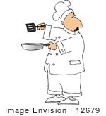 #12679 Chef Holding A Spatula And Pan Clipart