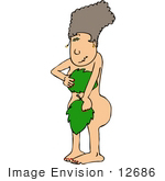 #12686 Eve Or Shy Woman Nude With Leaves Clipart