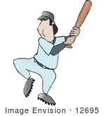 #12695 Batting Baseball Player Clipart