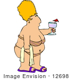 #12698 Woman In A Bikini Holding A Drink Clipart