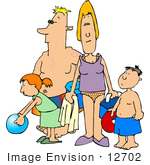 #12702 Caucasian Family At The Beach Clipart
