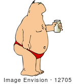 #12705 Chubby Man Wearing A Red Speedo Clipart