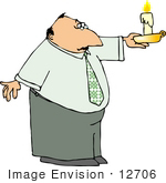 #12706 Man Holding A Candle Clipart