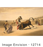 #12714 Picture Of A Matador And Bull In A Bullfight