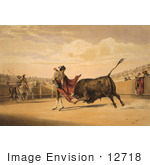 #12718 Picture Of A Bull Charging At Matador
