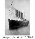 #12826 Picture of the RMS Lusitania in a Harbor by JVPD