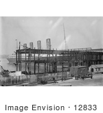 #12833 Picture Of The Lusitania Docking At Piers Hudson River