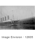 #12835 Picture Of The Lusitania Docking At Piers Hudson River