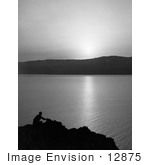 #12875 Picture Of A Hiker Viewing Sunset Over The Dead Sea