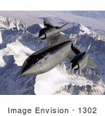 #1302 Stock Photo Of A Lockheed Sr-71 Blackbird Habu Flying Over The Sierra Nevada Mountains