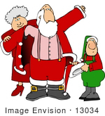 #13034 Mrs Claus Helping Santa Put On His Coat Clipart