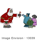 #13039 African American Santa Claus And Children Clipart