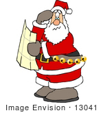 #13041 Santa Claus Using A Map Clipart