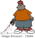 #13046 African American Boy Fishing Clipart