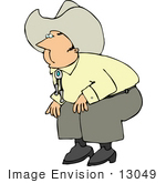 #13049 Crouching Cowboy Clipart