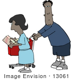#13061 African American Couple Shopping Clipart