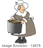 #13075 Senior Pilgrim Woman With A Pot Clipart