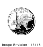 #13118 Picture Of The Statue Of Liberty On The New York State Quarter