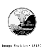 #13130 Picture of a Buffalo Skull on the Montana State Quarter by JVPD