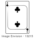 #13215 2 Of Clubs Playing Card Clipart