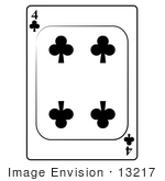 #13217 4 Of Clubs Playing Card Clipart
