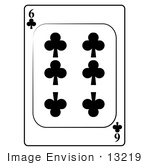 #13219 6 Of Clubs Playing Card Clipart