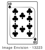 #13223 10 Of Clubs Playing Card Clipart
