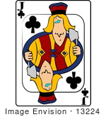 #13224 Playing Card Of A Jack Of Clubs Holding An Axe Clipart