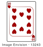 #13243 10 Of Hearts Playing Card Clipart