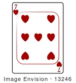#13246 7 Of Hearts Playing Card Clipart