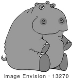 #13270 Sitting Hippo Clipart