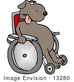 #13280 Injured Dog In A Wheelchair Clipart