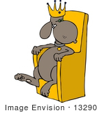 #13290 King Dog In A Crown Sitting On A Throne Clipart