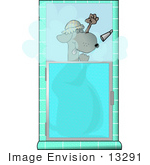 #13291 Dog In A Shower Clipart