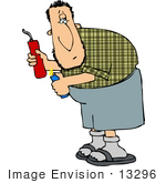 #13296 Middle Aged Caucasian Man Holding Dynamite Sticks Clipart