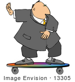 #13305 Middle Aged Caucasian Business Man Skateboarding Clipart