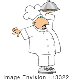 #13322 Middle Aged Caucasian Chef Holding A Serving Platter Clipart