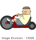 #13328 Caucasian Boy Riding A Trike Clipart