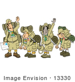 #13330 Boyscout Troop With Camping Gear Clipart