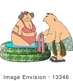 #13346 Overweight Middle Aged Couple At A Swimming Pool Clipart