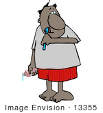 #13355 African American Man Brushing His Teeth Clipart