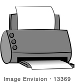 #13369 Gray Computer Printer Clipart