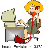 #13372 Middle Aged Blond Secretary Woman At A Desk Clipart