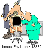 #13380 Man Getting An Xray On His Ribs Clipart