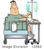 #13383 Middle Aged Caucasian Man In A Hospital Eating A Meal Clipart