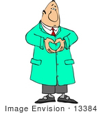 #13384 Caucasian Male Cardiologist Doctor Forming A Heart With His Hands Clipart