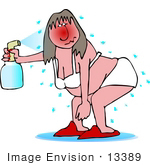 #13389 Sweaty Hot Woman Spraying Herself With Water Clipart